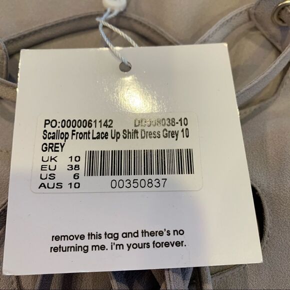 Missguided Scallop Front Lace Up Shift Dress Gray - Picture 8 of 11